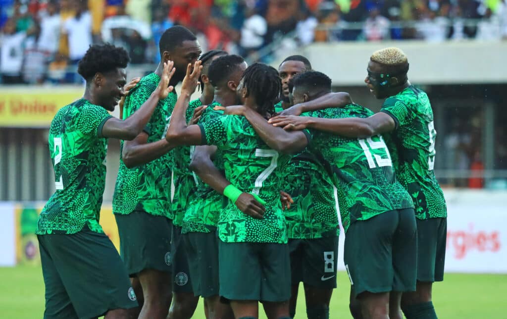 Super Eagles celebrate goal